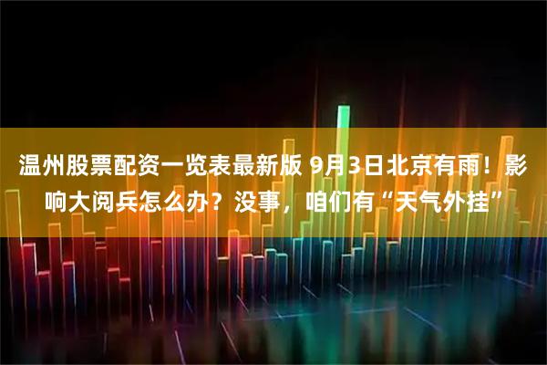 温州股票配资一览表最新版 9月3日北京有雨！影响大阅兵怎么办？没事，咱们有“天气外挂”